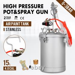 0.5/2.5/4 gallon Pressure Pot Paint Spray Wood Coating 3m Hose 2/10/15 L