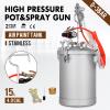 0.5/2.5/4 Gallon Pressure Pot Paint Spray Wood Coating 3m Hose 2/10/15 L