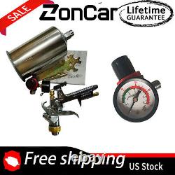 1.3mm Nozzle 1L Cup Auto Car Gravity Feed HVLP Air Spray Gun Paint Regulator Kit