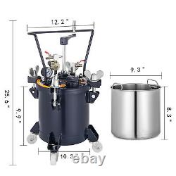 10 Liters Spray Paint Pressure Pot Tank 3/8 Fluid Outlet Automotive 4 Clamps