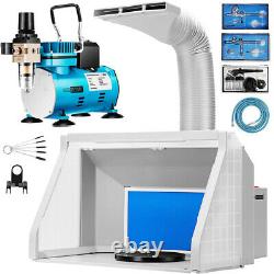 110-120V Airbrush Paint System with 1/5 HP Air Compressor & Dual Fans Spray Booth