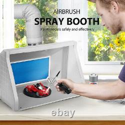 110-120V Airbrush Paint System with 1/5 HP Air Compressor & Dual Fans Spray Booth