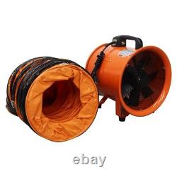 12inch Axial Fan Cylinder Pipe Spray Booth Paint Fumes Blower with5M Air Duct 110V
