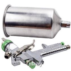 1L HVLP Spray Gun 2.5mm Auto Paint Gravity Feed Gauge Nozzle Silver With Warranty