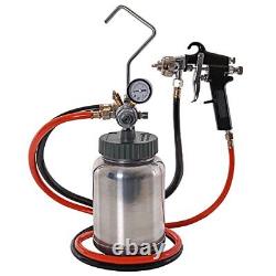 2 Quart Paint Pressure Pot With Spray Gun And 5 Foot Air And Fluid Hose Assembly