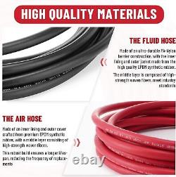 25 FT Air and Fluid Hose Assembly Kit For Pressure Pot Tanks, Spray Guns, Paint