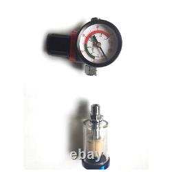 2Pc 1.4mm HVLP Gravity Feed Spray Paint Gun with Air Regulator Car Auto Basecoat