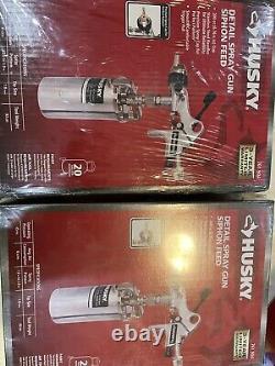 2X Husky Paint Spray Gun Siphon Feed Detail Sprayer Stnlss Steel Needles Air Cap