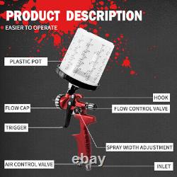 2x HVLP Air Spray Gun 1.3mm Car Paint Sprayer Primer Kit for DIY Home & Vehicles