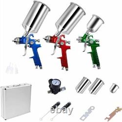 3 HVLP Air Spray Gun Kit Auto Paint Car Primer Multi-purpose Basecoat Clearcoat