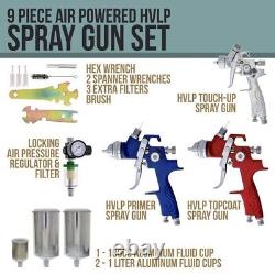 3 Sprayguns For HVLP Base with Cups + Air Regulator + Auto Paint Maintenance Kit