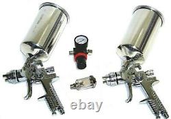 4 pc Hvlp Air Spray Paint Gun 1.4 mm & 1.7 mm + Air Regulator + Water separator