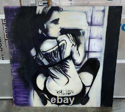 48x48 Abstract Expressionism Spray Paint Air Brush PALLEN Purple GIRL WOMAN