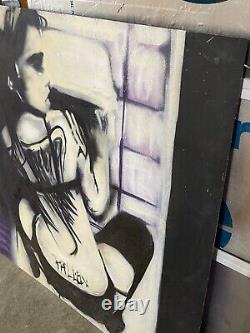 48x48 Abstract Expressionism Spray Paint Air Brush PALLEN Purple GIRL WOMAN