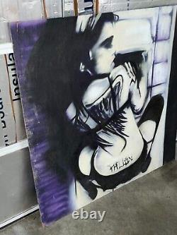 48x48 Abstract Expressionism Spray Paint Air Brush PALLEN Purple GIRL WOMAN