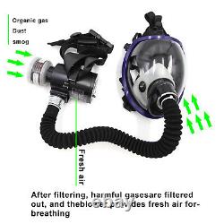 6800 Full Face Gas Mask Chemical Paint Spray Respirator Air Breathing Electric