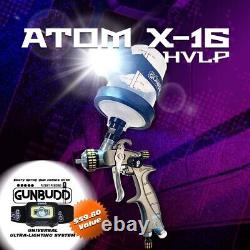 ATOM Mini X16 Automotive Paint Touchup HVLP Spray Gun With FREE GUNBUDD LIGHT