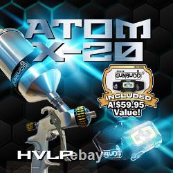 ATOM X20 HVLP Spray Gun Auto Paint Solvent/Waterborne With FREE GUNBUDD LIGHT