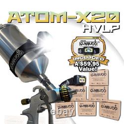 ATOM X20 HVLP Spray Paint Gun Kit Auto Painting Gravity With FREE GUNBUDD LIGHT