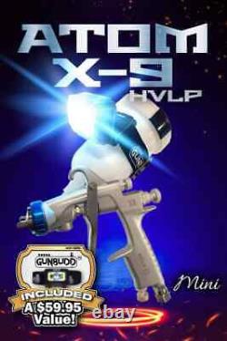 ATOMX9 HVLP Auto Paint Air Spray Gun Gravity Feed 1.2 1.3 with FREE Gunbudd Light