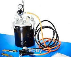 Aeropro 10L Air pressure paint tank pot with spray gun, regulator & hoses. UK