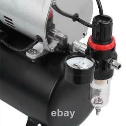 Air Compressor Pump Airbrush Kit 1/4HP Dual Cylinder Spray Set Tattoo Nail Art