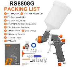 Air Spray Gun, Auto Paint Gun with 1.4/1.8/2.0mm Nozzle, Professional Automot