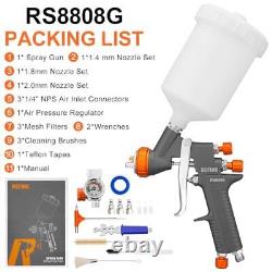 Air Spray Gun, Auto Paint Gun with 1.4/1.8/2.0mm Nozzle, Professional Automot