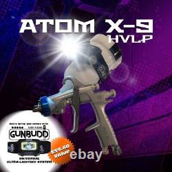 Air Spray Gun Kit ATOMX9 HVLP Auto Paint Gravity Feed Car with FREE Gunbudd Light