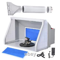 Airbrush Paint Spray Booth Kit with 3 LED Lights Dual Fans Exhaust Filter Hobby