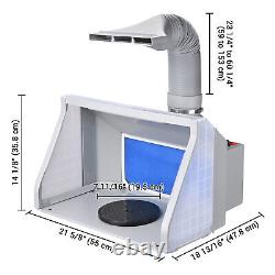 Airbrush Paint Spray Booth Kit with 3 LED Lights Dual Fans Exhaust Filter Hobby