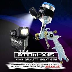 Atom Mini X16 HVLP Professional Spray Gun Cars Paint With FREE GUNBUDD LIGHTING