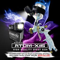 Atom X16 Mini HVLP Auto Paint Car Air Spray Gun Gravity Feed With FREE Gunbudd