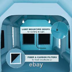 Blow Up Paint Booth Portable Spray Paint Tent w Air Filters & Pumps 26×13×11 ft