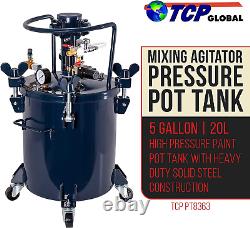 Commercial 5 Gallon (20 Liters) Spray Paint Pressure Pot Tank with Air Powered M