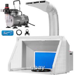 Dual Fans Airbrush Paint Spray Booth & 1/5HP Dual Action Airbrush Compressor Kit