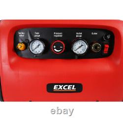 Excel Air Compressor 230V 6L 300W For Spray Painting, Tyre Inflator Air Brushing