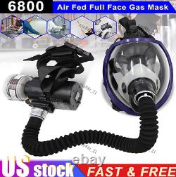 Full Face Gas Mask Chemical Paint Spray Respirator Air Breathing Electric 6800