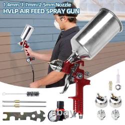 Gravity Feed Car Primer 1.4MM 1.7/2.5MM Nozzle HVLP Auto Paint Air Spray Gun Kit