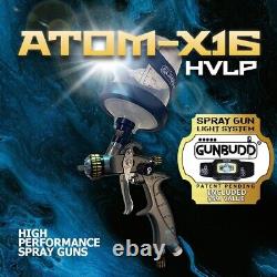 HVLP ATOM Mini X16 Auto Paint Spray Gun Gravity Feed Car With FREE GUNBUDD LIGHT
