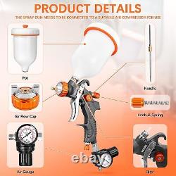 HVLP Air Gravity Spray Gun Sets, 2-Spray Paint Gun, 1.0mm 100ml & 1.4/1.7mm 6