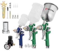 HVLP Air Spray Gun Set, 3 Paint Sprayers with Cups, 0.8/1.3/1.7mm, Air Regula