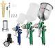 Hvlp Air Spray Gun Set, 3 Paint Sprayers With Cups, 0.8/1.3/1.7mm, Air Regula