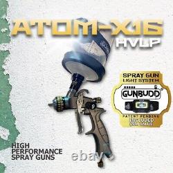 HVLP Atom X16 Automotive Paint Spray Gun WITH FREE GUNBUDD ULTRA LIGHTING SYSTEM