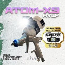 HVLP Atom X9 Automotive Paint Spray Gun WITH FREE GUNBUDD ULTRA LIGHTING SYSTEM