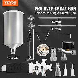 HVLP Auto Paint Air Spray Gun Kit Gravity Feed Car Primer 1.3/1.7mm Nozzle