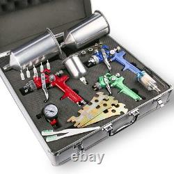 HVLP Spray Gun Set 3pcs, Auto Paint Primer with Air Regulator & Maintenance K