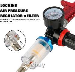 HVLP Spray Gun Set 3pcs, Auto Paint Primer with Air Regulator & Maintenance K