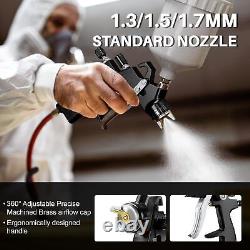 LVLP Air Spray Gun Premium Kit with 1.3/1.5/1.7mm Nozzle & Air Regulator, Auto