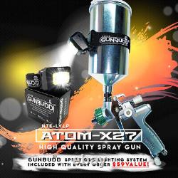 LVLP Spray Gun ATOM Mini X27 Automotive Paint Spray With FREE GUBUDD LED LIGHT